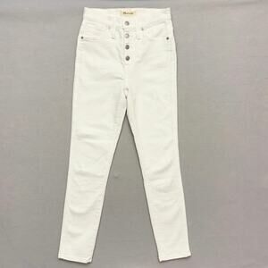 Madewell 10” High-Rise White Skinny Crop Jeans Button Fly Stretch Size 25